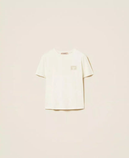Twinset T-shirt donna regular con ricamo e logo
