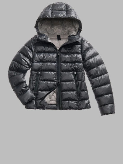 Blauer Giubbino donna Carrol in nylon micro rip idrorepellente con cappuccio