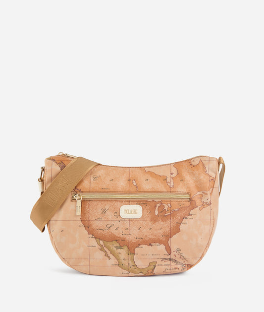 Borsa tracolla 1ª Classe mezzaluna media Geo Classic avorio