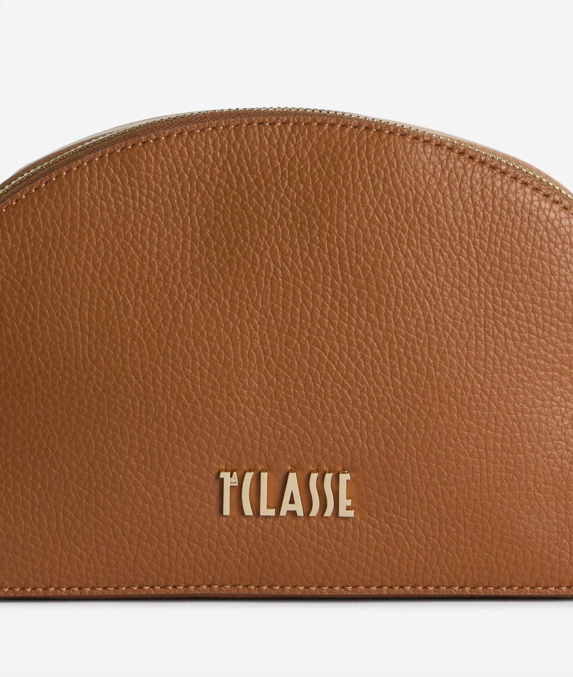 Logo frontale oro chiaro borsa donna cuoio