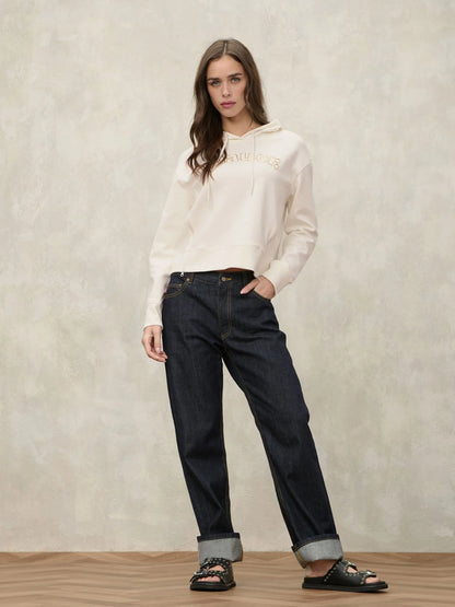 blauer felpa donna logo dorato
