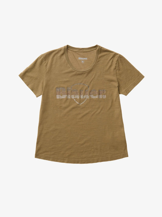 T-shirt donna Blauer nocciola con logo glitterato frontale