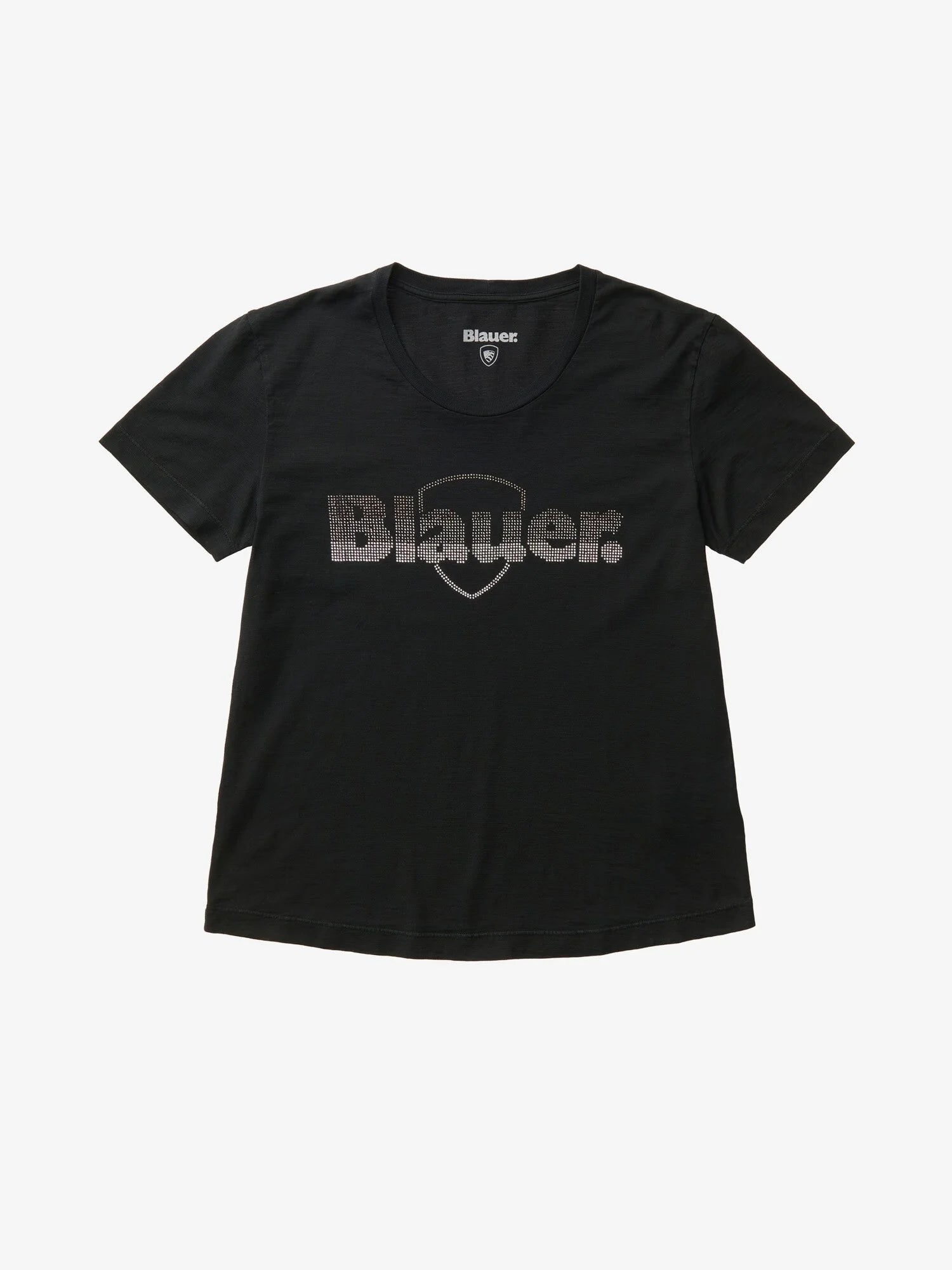 T-shirt donna Blauer nera con logo glitterato frontale