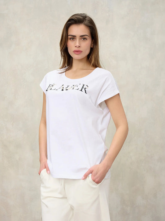 blauer t shirt donna mohawk bianca logo perline
