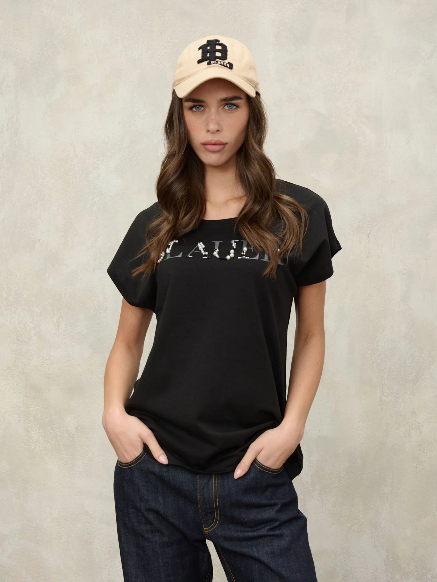 blauer t shirt donna mohawk logo perline
