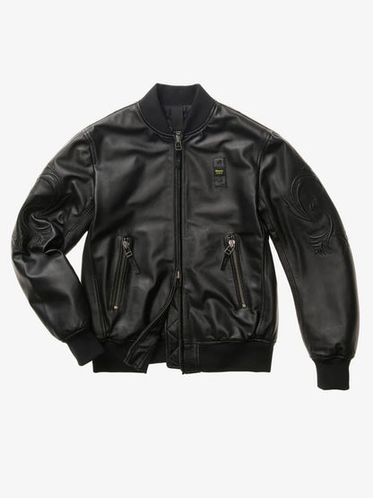 giacca pelle blauer donna ricami maniche