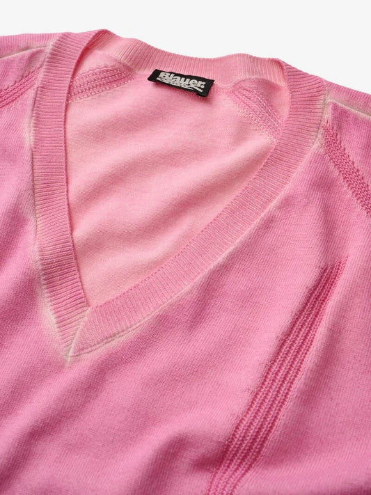 Blauer Damen-Leichtpullover mit V-Ausschnitt Empire 26SBLDM02484