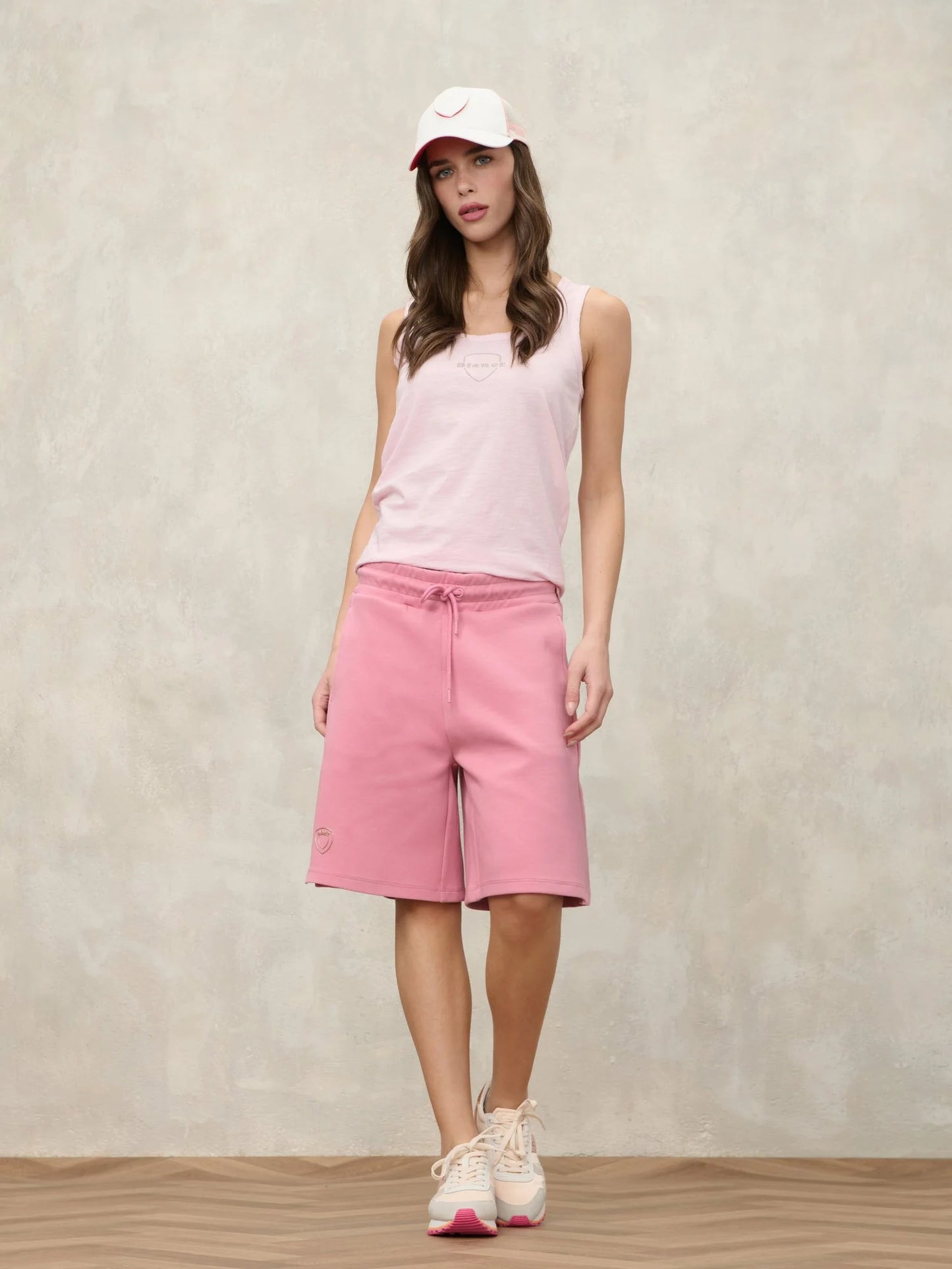 Women's Bermuda Shorts Blauer Lane 26SBLDP05058 with Drawstring and Logo – Pink