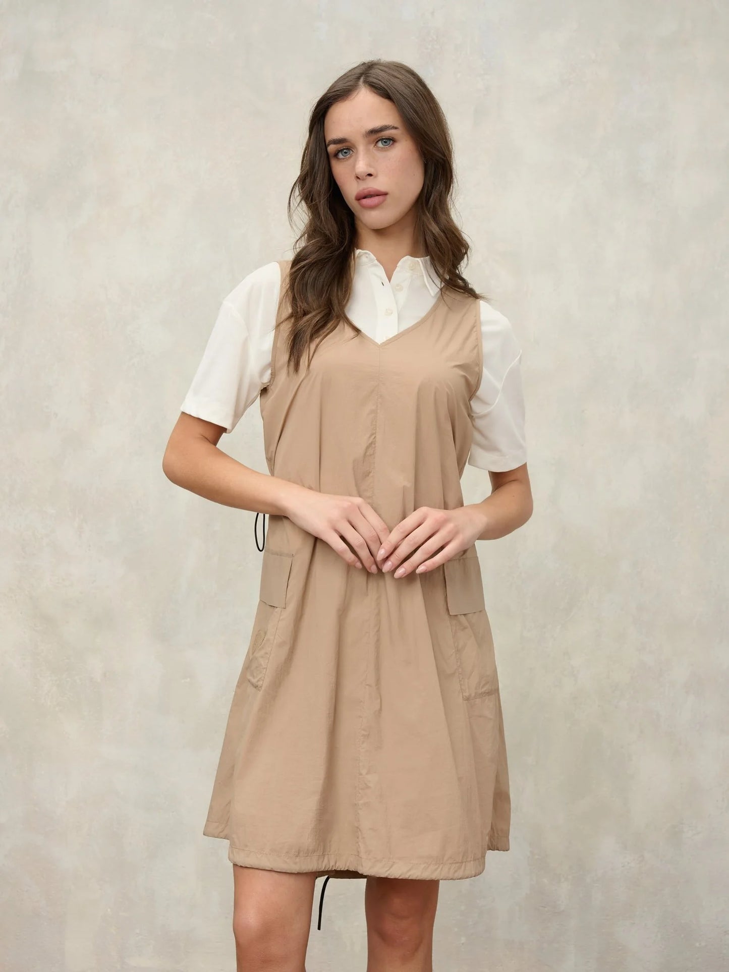 Abito Blauer donna beige senza maniche vista frontale