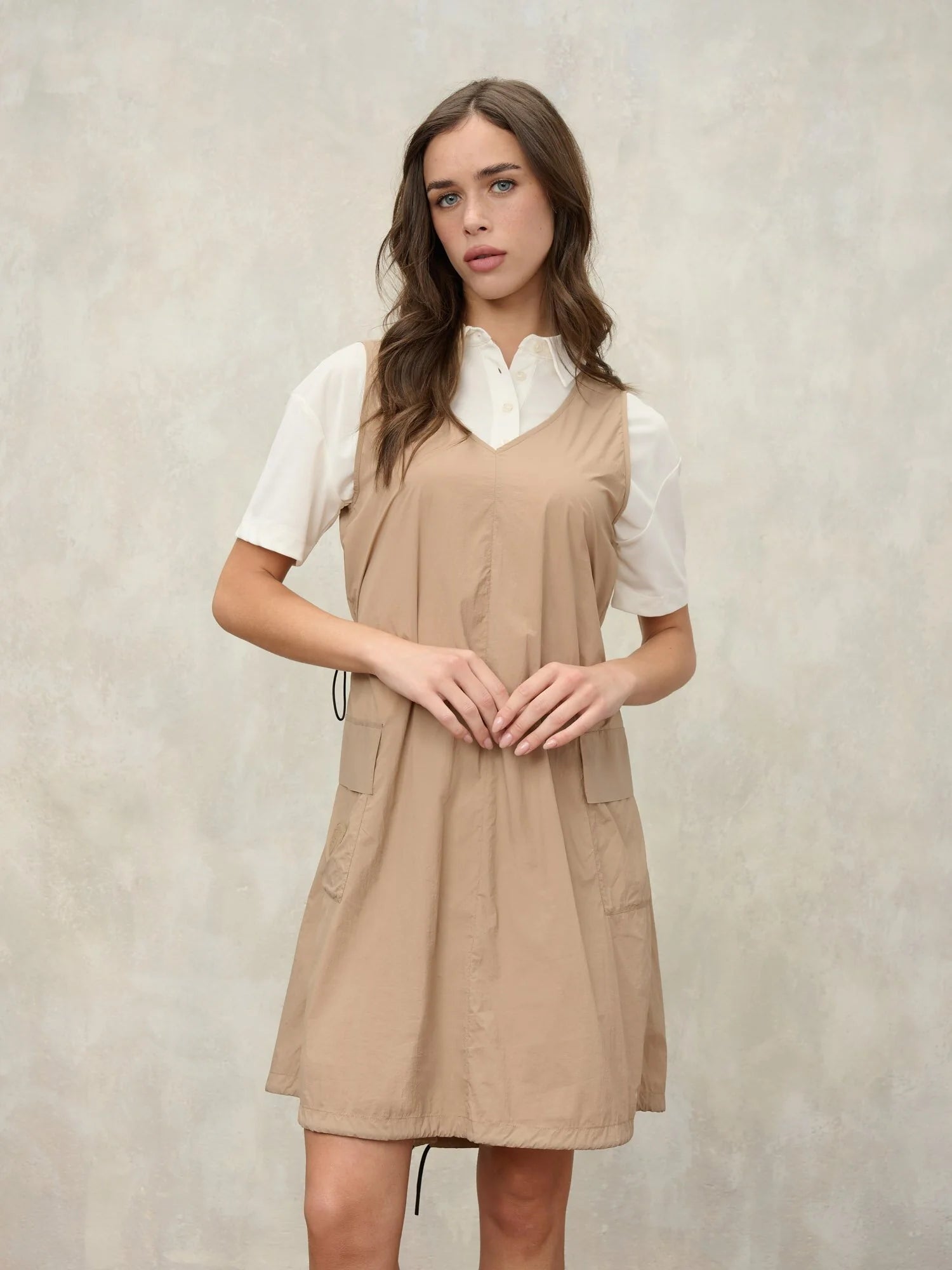 Abito Blauer donna beige senza maniche vista frontale