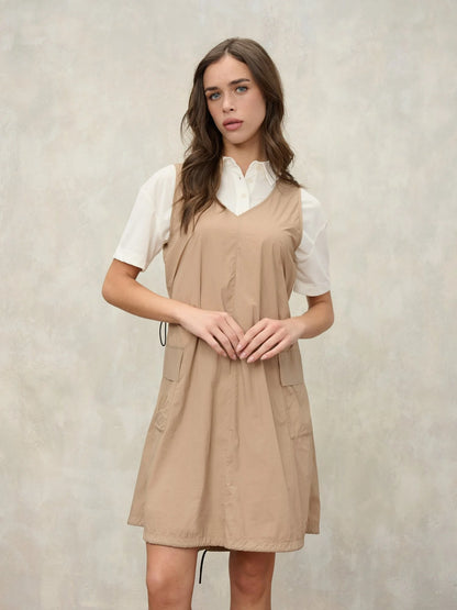 Abito Blauer donna beige senza maniche vista frontale