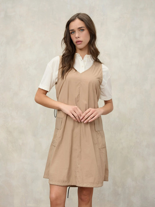 Abito Blauer donna beige senza maniche vista frontale