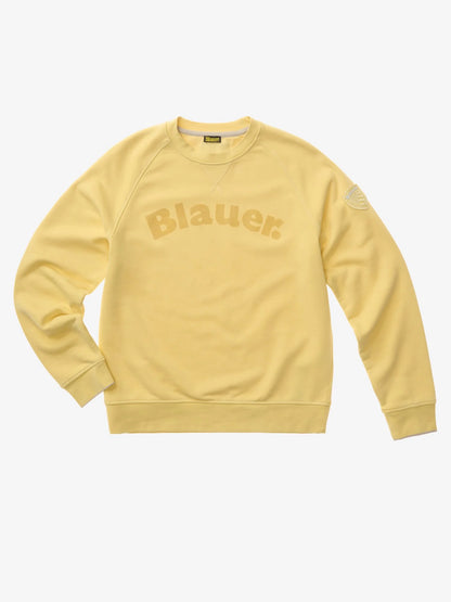 Men's Blauer Camp 26SBLUF03242 crew neck sweatshirt with flock print – Yellow