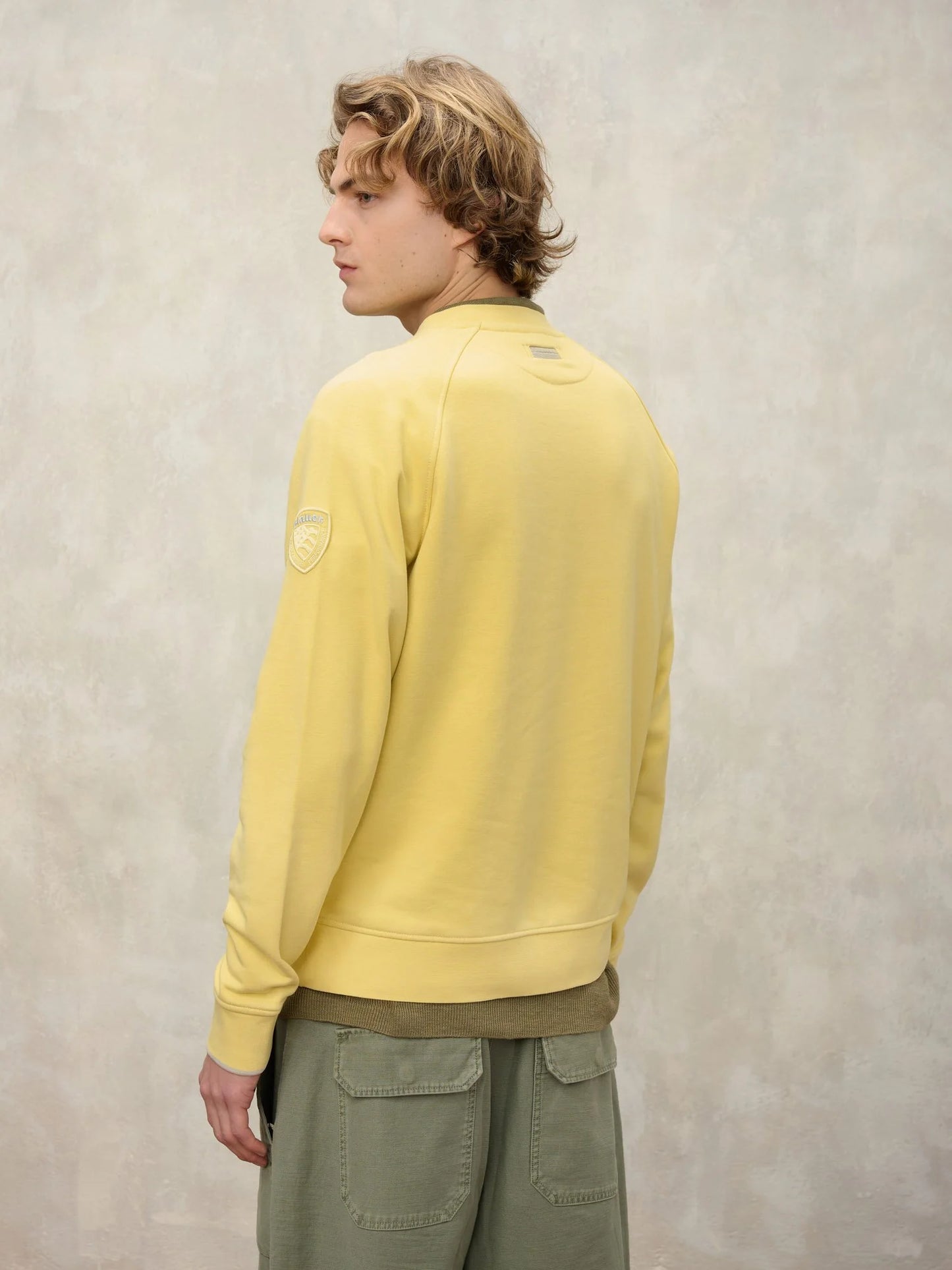 Men's Blauer Camp 26SBLUF03242 crew neck sweatshirt with flock print – Yellow