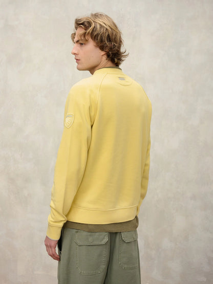 Men's Blauer Camp 26SBLUF03242 crew neck sweatshirt with flock print – Yellow
