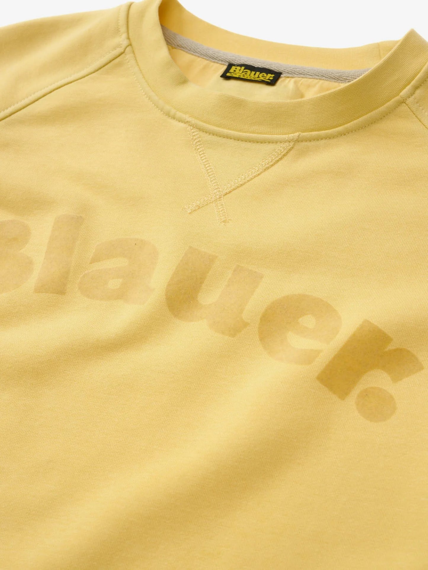 Men's Blauer Camp 26SBLUF03242 crew neck sweatshirt with flock print – Yellow