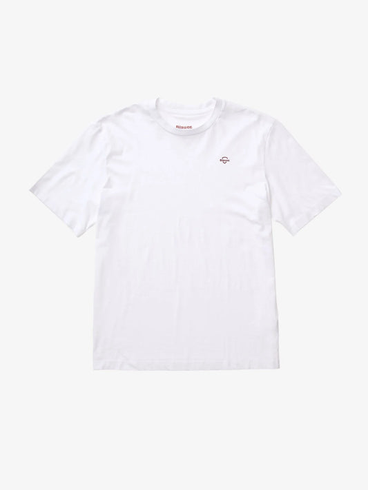 T-shirt Uomo Blauer Errol 26SBLUH02300 con logo minimal – Bianco