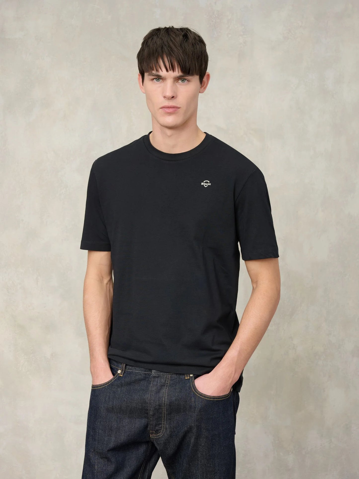 Men's Blauer Errol 26SBLUH02300 T-shirt with minimalist logo - Black