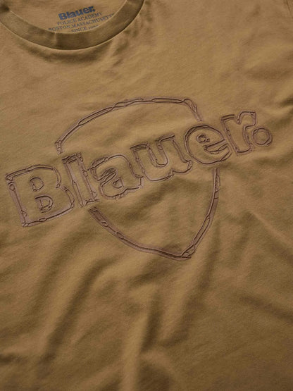 T-shirt Uomo Blauer Montfern 26SBLUH02301 logo gommato – Nocciola
