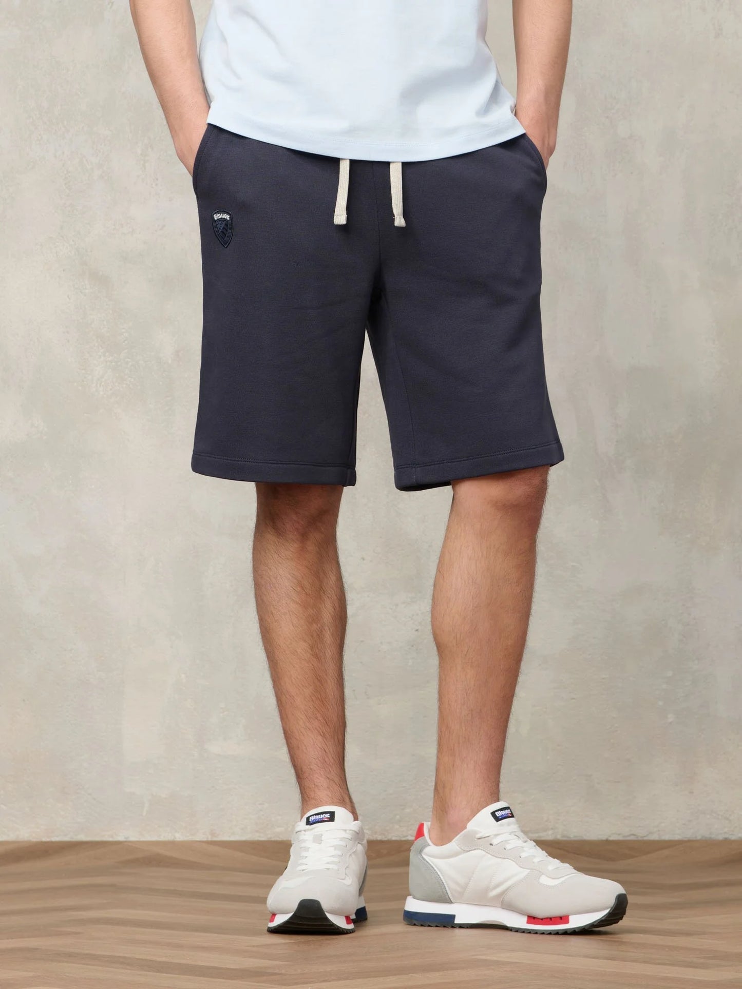 Men's Blauer Summer 26SBLUP05244 Bermuda Shorts with Drawstring and Logo - Blue