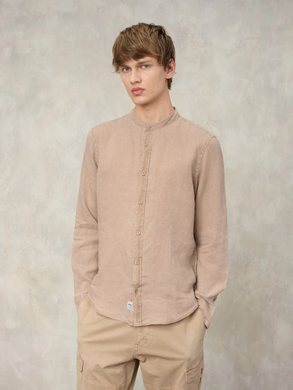 Camicia Blauer uomo lino beige vista frontale
