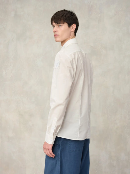 Blauer Waldo Men's Shirt 26SBLUS01270 Military Style with Pockets – White