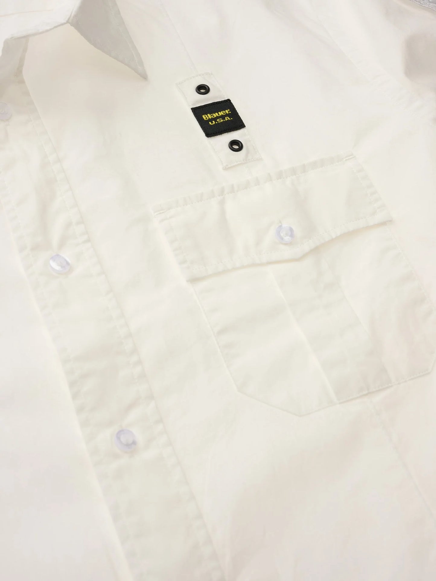 Blauer Waldo Men's Shirt 26SBLUS01270 Military Style with Pockets – White