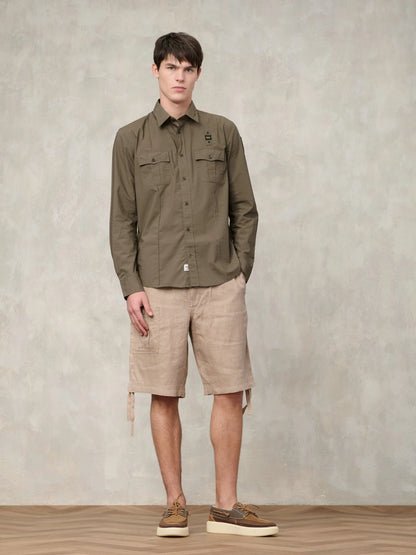 Men's Blauer Waldo 26SBLUS01270 Military Style Shirt with Pockets – Green