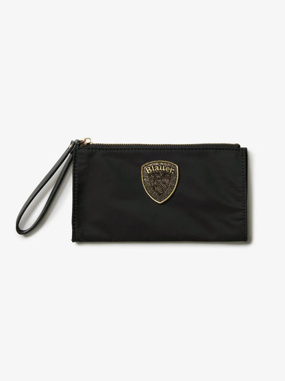 blauer pochette donna nylon nero logo strass
