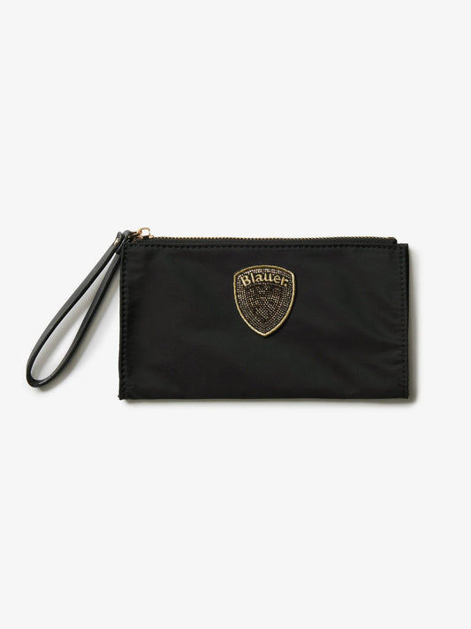 blauer pochette donna nylon nero logo strass
