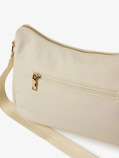 Blauer borsa donna a tracolla in nylon bianco con logo glitter