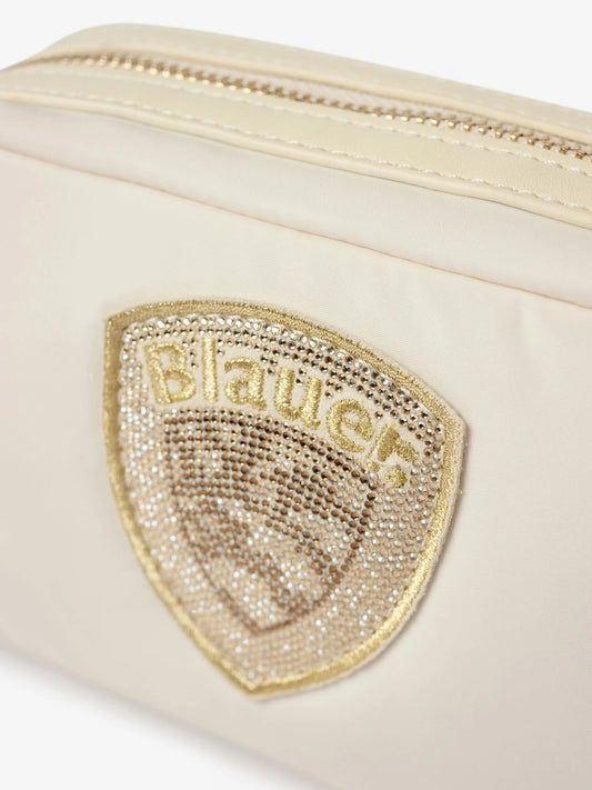 Pochette Donna Blauer S6PICK01 beauty case nylon con logo glitter – Bianco