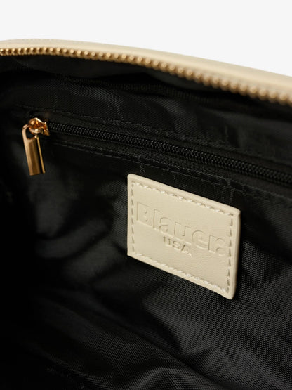 Blauer Women's S6PICK01 Clutch nylon beauty case with glitter logo – White