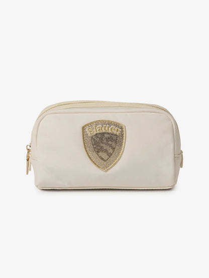 Blauer Women's S6PICK01 Clutch nylon beauty case with glitter logo – White