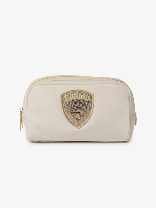 Pochette Donna Blauer S6PICK01 beauty case nylon con logo glitter – Bianco