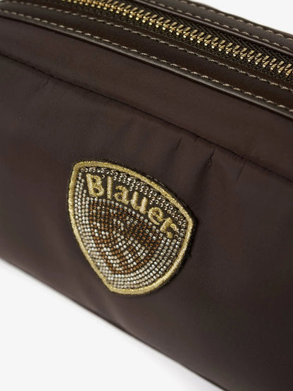 Blauer Women's Clutch S6PICK01 nylon beauty case with glitter logo – Brown