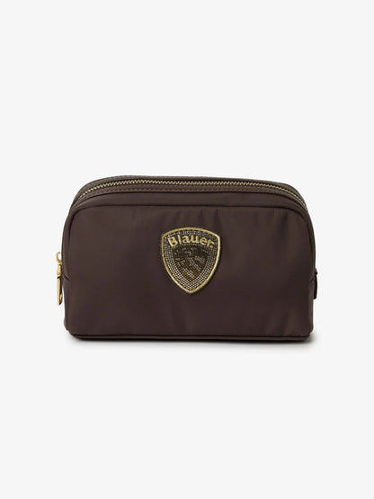 Blauer Women's Clutch S6PICK01 nylon beauty case with glitter logo – Brown