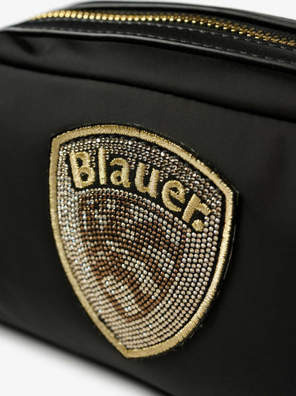 Women's Clutch Bag Blauer S6PICK01 nylon beauty case with glitter logo – Black