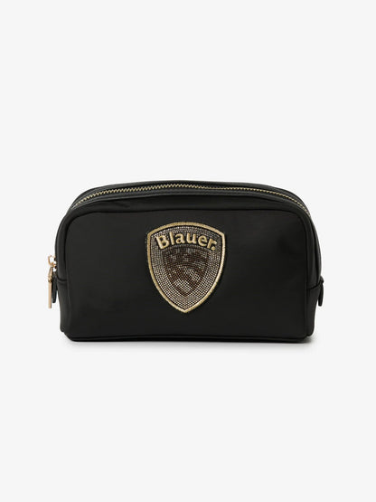 Women's Clutch Bag Blauer S6PICK01 nylon beauty case with glitter logo – Black