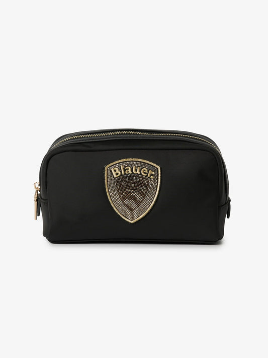 Pochette Donna Blauer S6PICK01 beauty case nylon con logo glitter – Nero