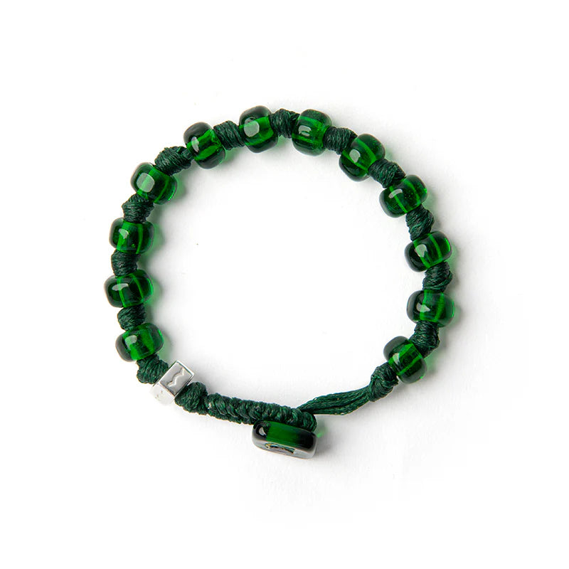 Braccialetto Aua Verde Bosco Vetro Temperato Argento 925