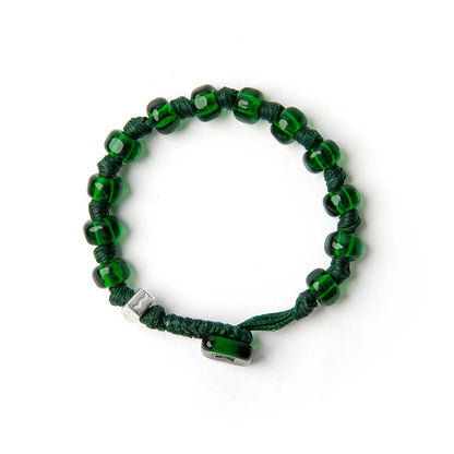 Braccialetto Aua Verde Bosco Vetro Temperato Argento 925