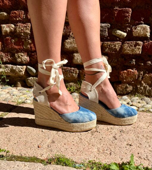 Colors of California Wedge Sandals Platform Fabric Light Blue Ethnic
 women's shoes