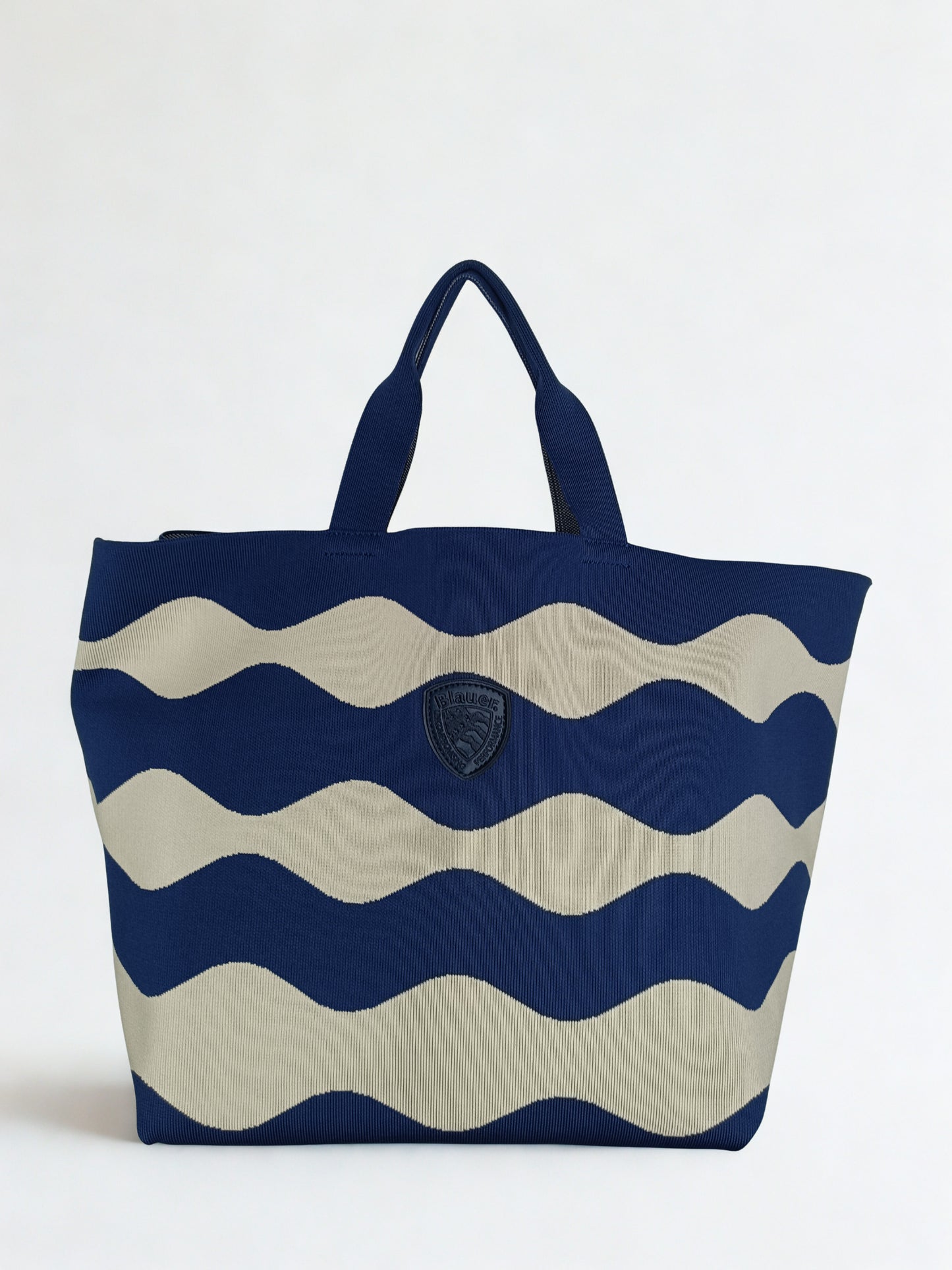 Borsa mare donna Blauer cream navy shopper estiva frontale