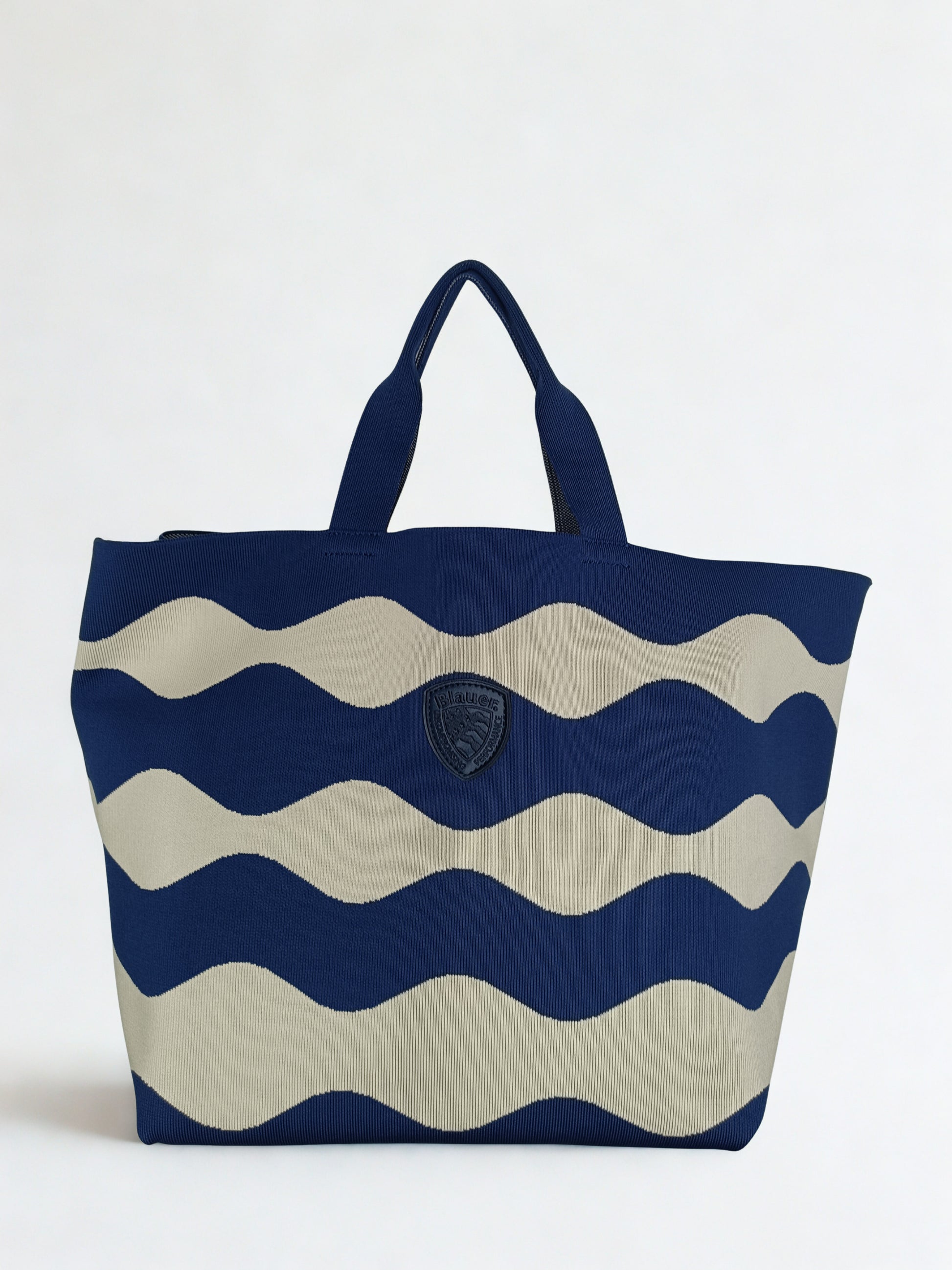 Borsa mare donna Blauer cream navy shopper estiva frontale