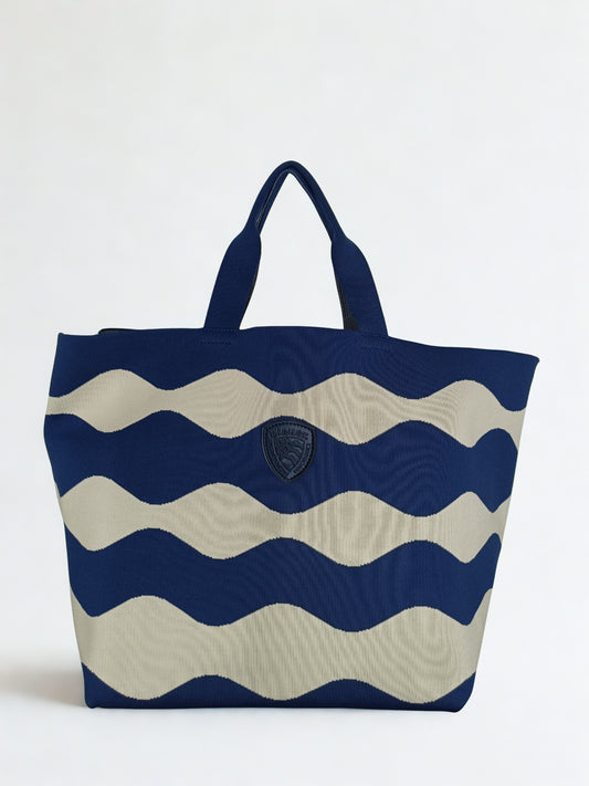 Borsa mare donna Blauer cream navy shopper estiva frontale