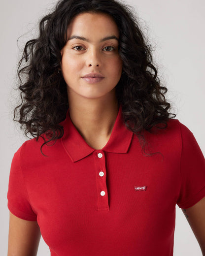 Levi's Polo Donna Slim Fit Rossa in Cotone Stretch 525990083