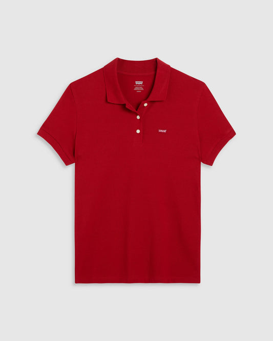Levi's Women's Slim Fit Red Stretch Cotton Polo Shirt 525990083