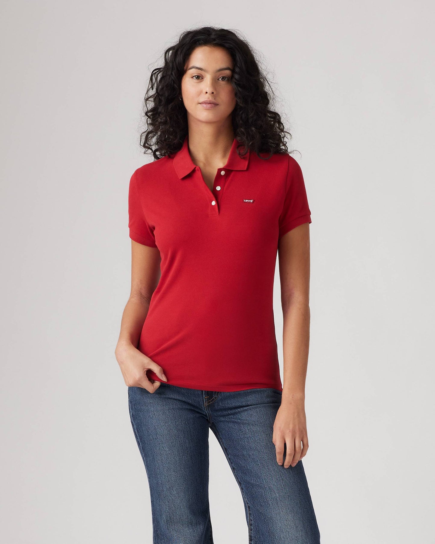 Levi's Polo Donna Slim Fit Rossa in Cotone Stretch 525990083