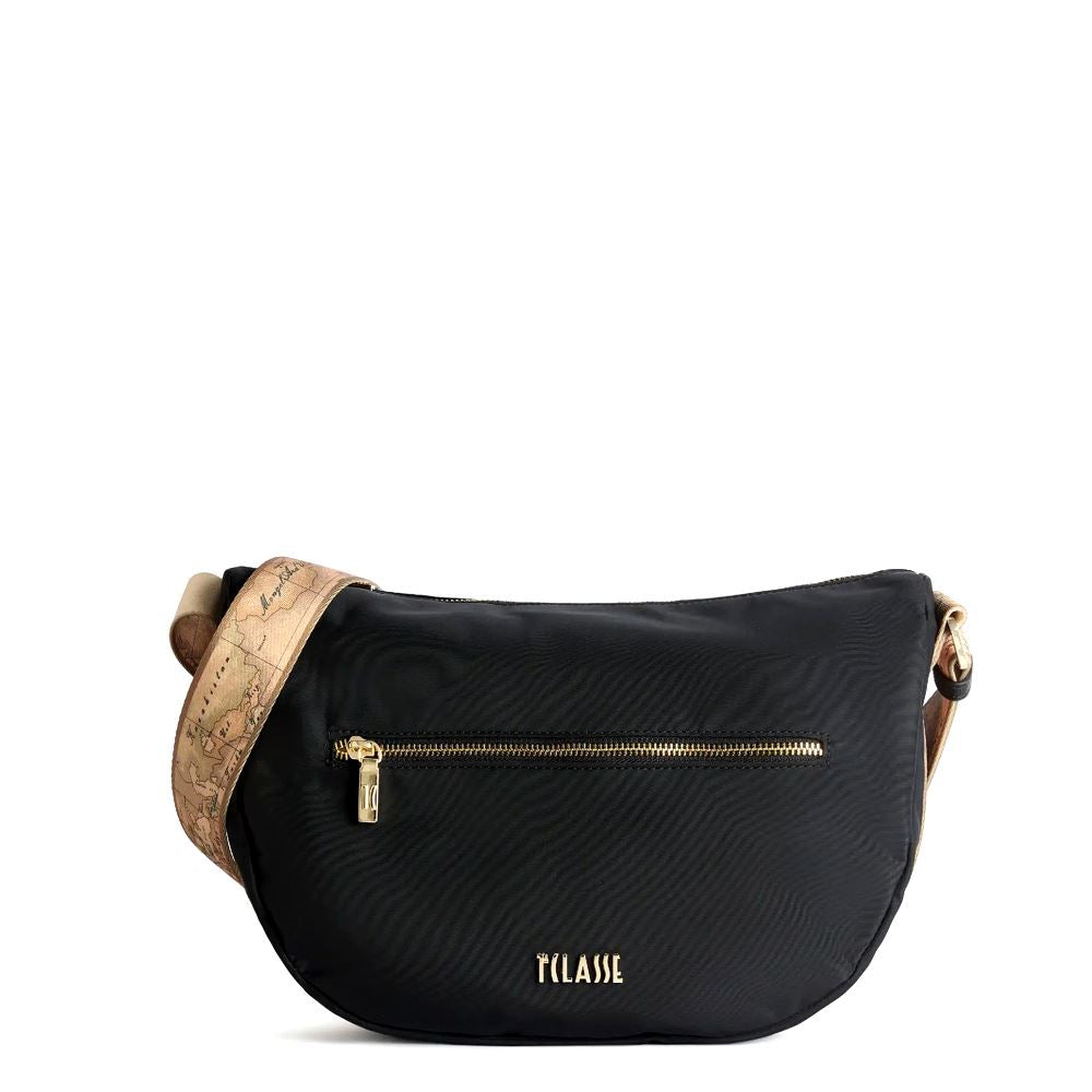 Borsa mezzaluna grande 1ª Classe nylon nero
